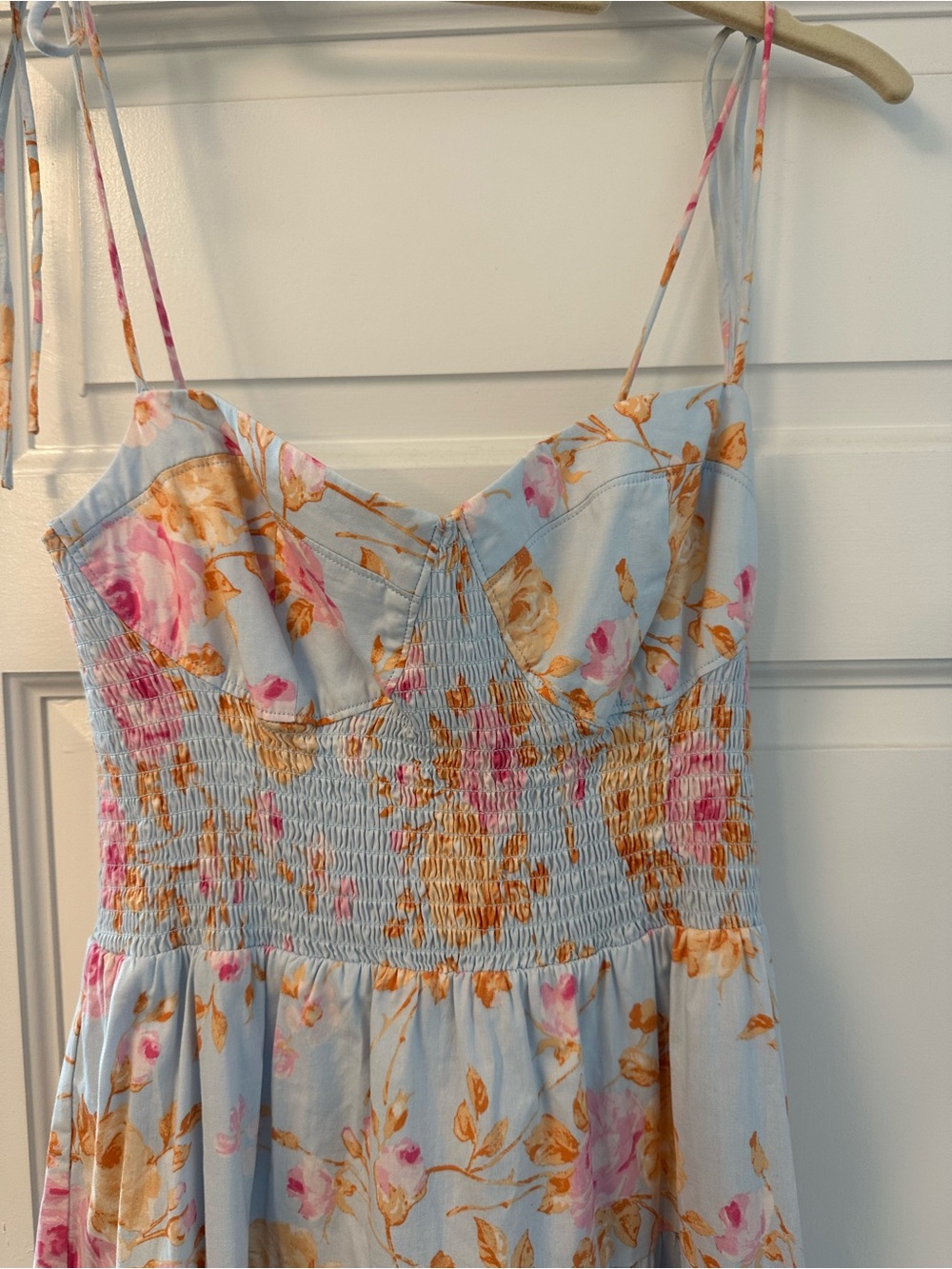 Wayf Light Blue Floral Maxi Dress with Pink & Yellow Flowers - Picture 2 of 4